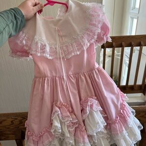 Pink and White Lace Kids Dress